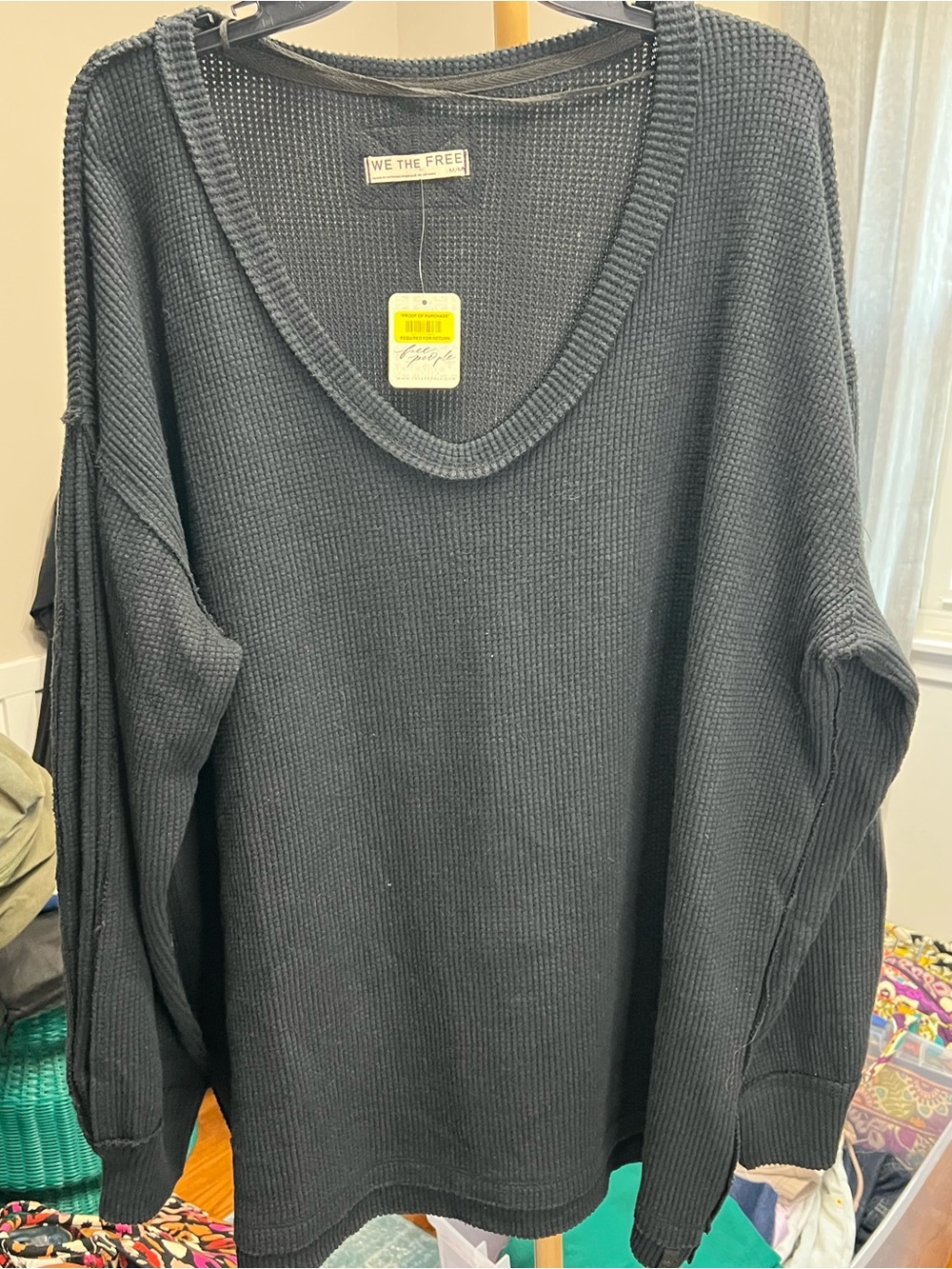 We The Free Black V-Neck Ribbed Pullover Santa Clara - Picture 3 of 5